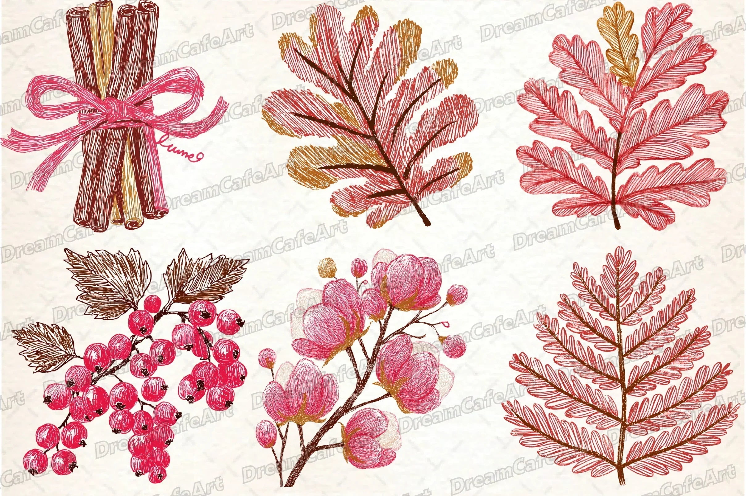 Winter & Fall Floral Elements Clipart Bundle - CraftNest - Digital Crafting and Art