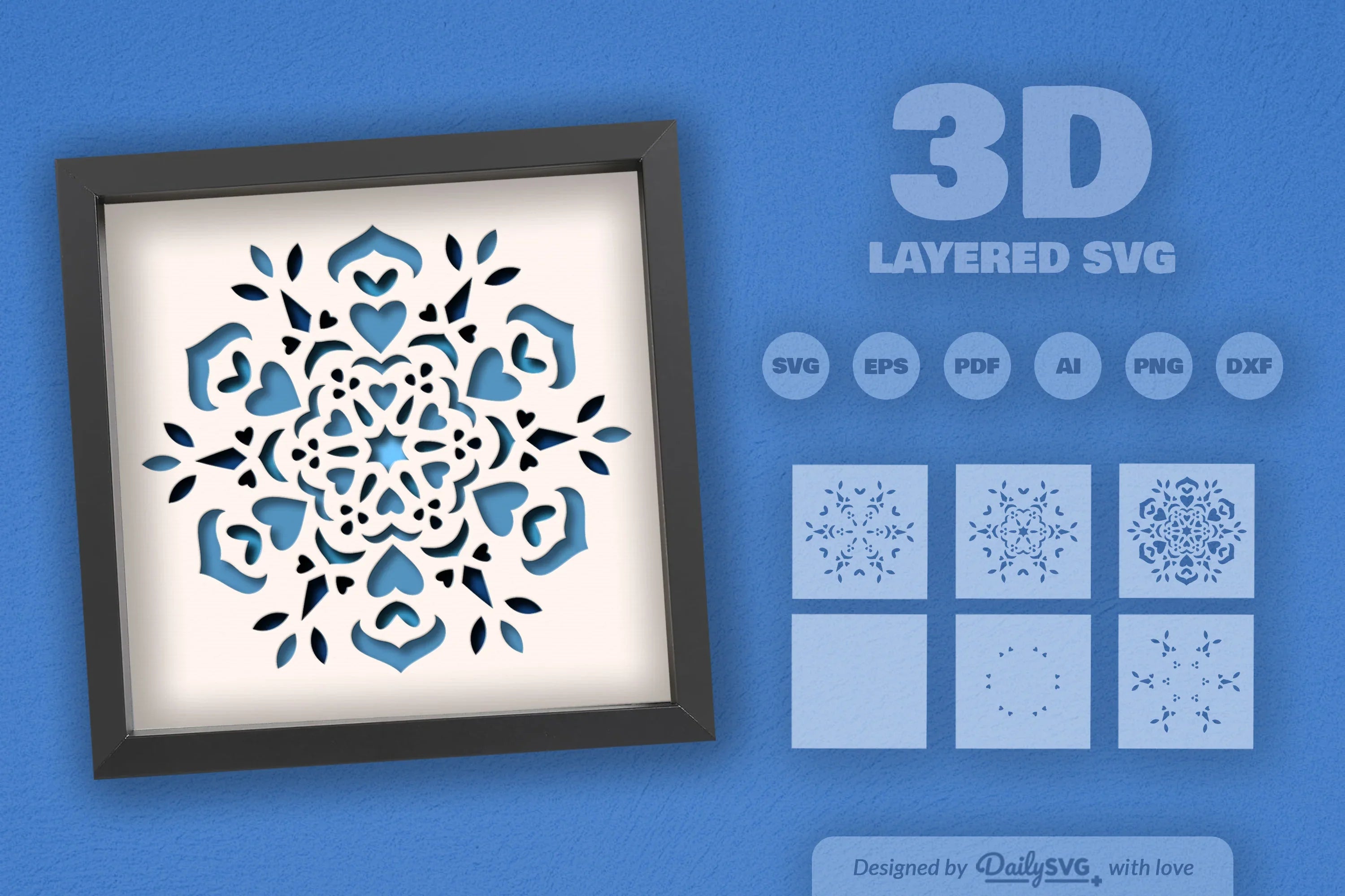Winter Love Mandala Papercut SVG Bundle 1 - CraftNest - Digital Crafting and Art