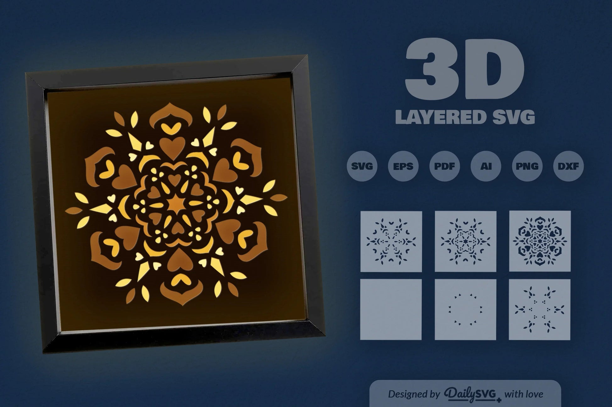 Winter Love Mandala Papercut SVG Bundle 1 - CraftNest - Digital Crafting and Art