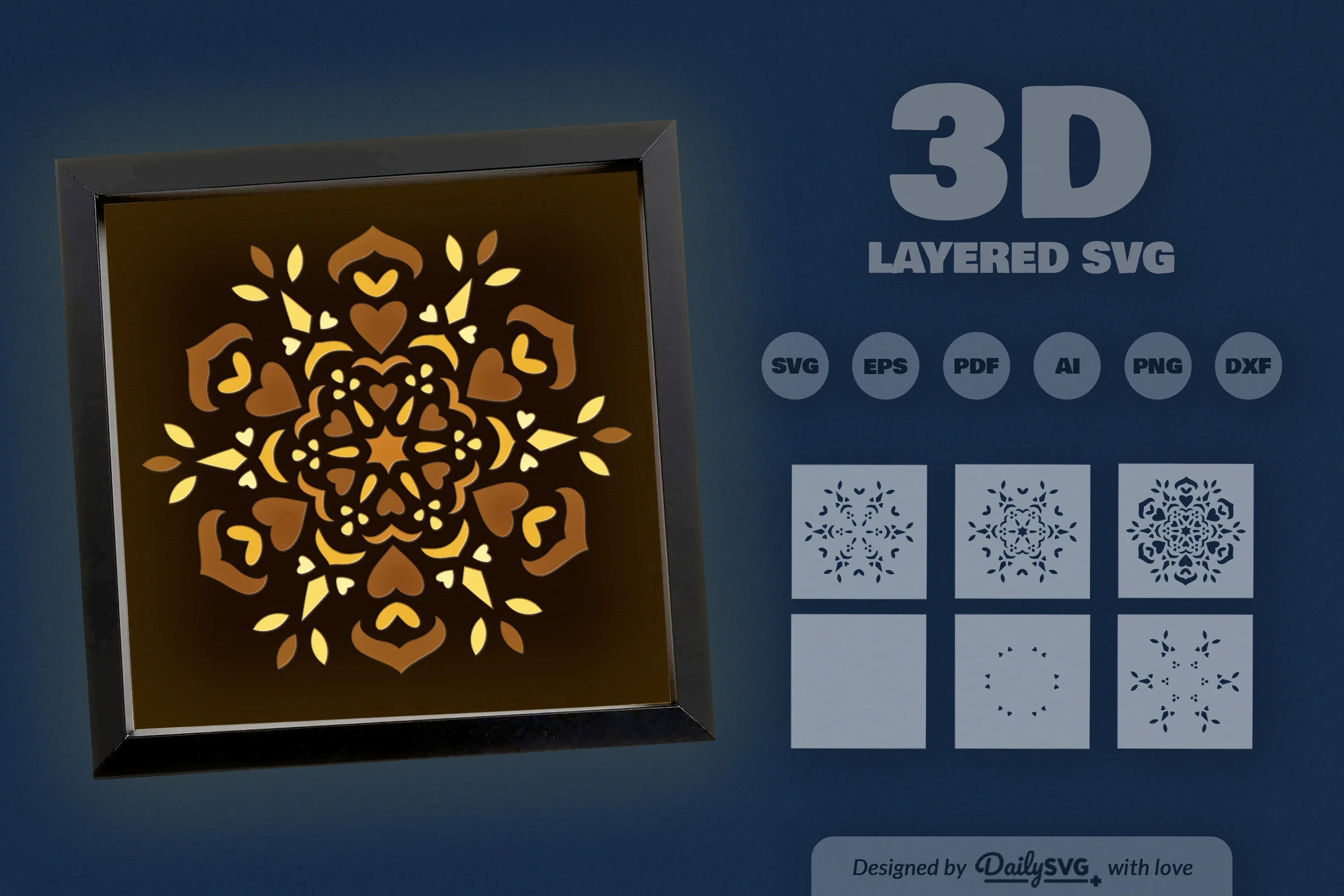 Winter Love Mandala Papercut SVG Bundle 1 - CraftNest - Digital Crafting and Art