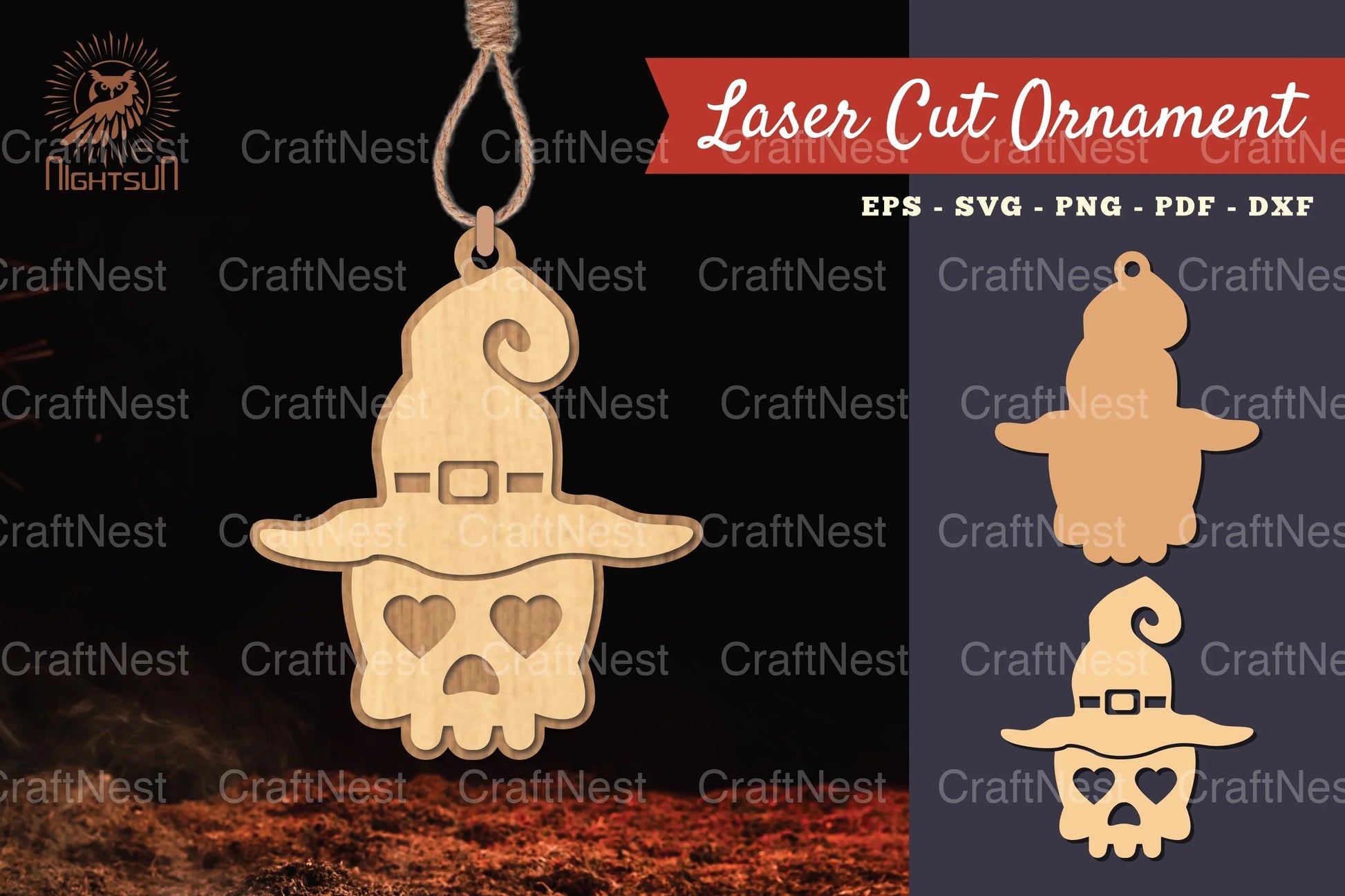 Witch Skull Lasercut Ornament Clipart Bundle - CraftNest - Digital Crafting and Art