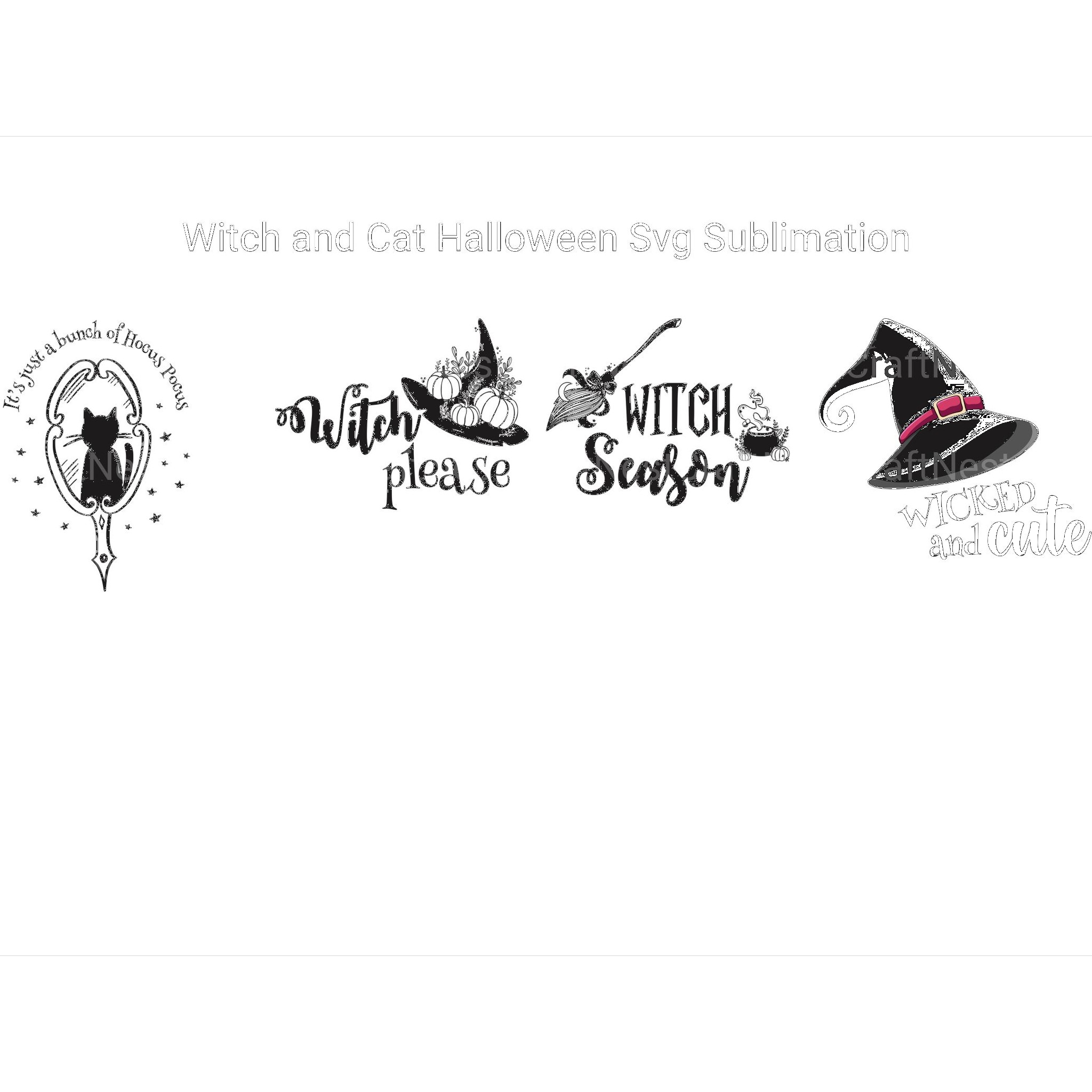 Witch and Cat Halloween SVG - CraftNest - Digital Crafting and Art