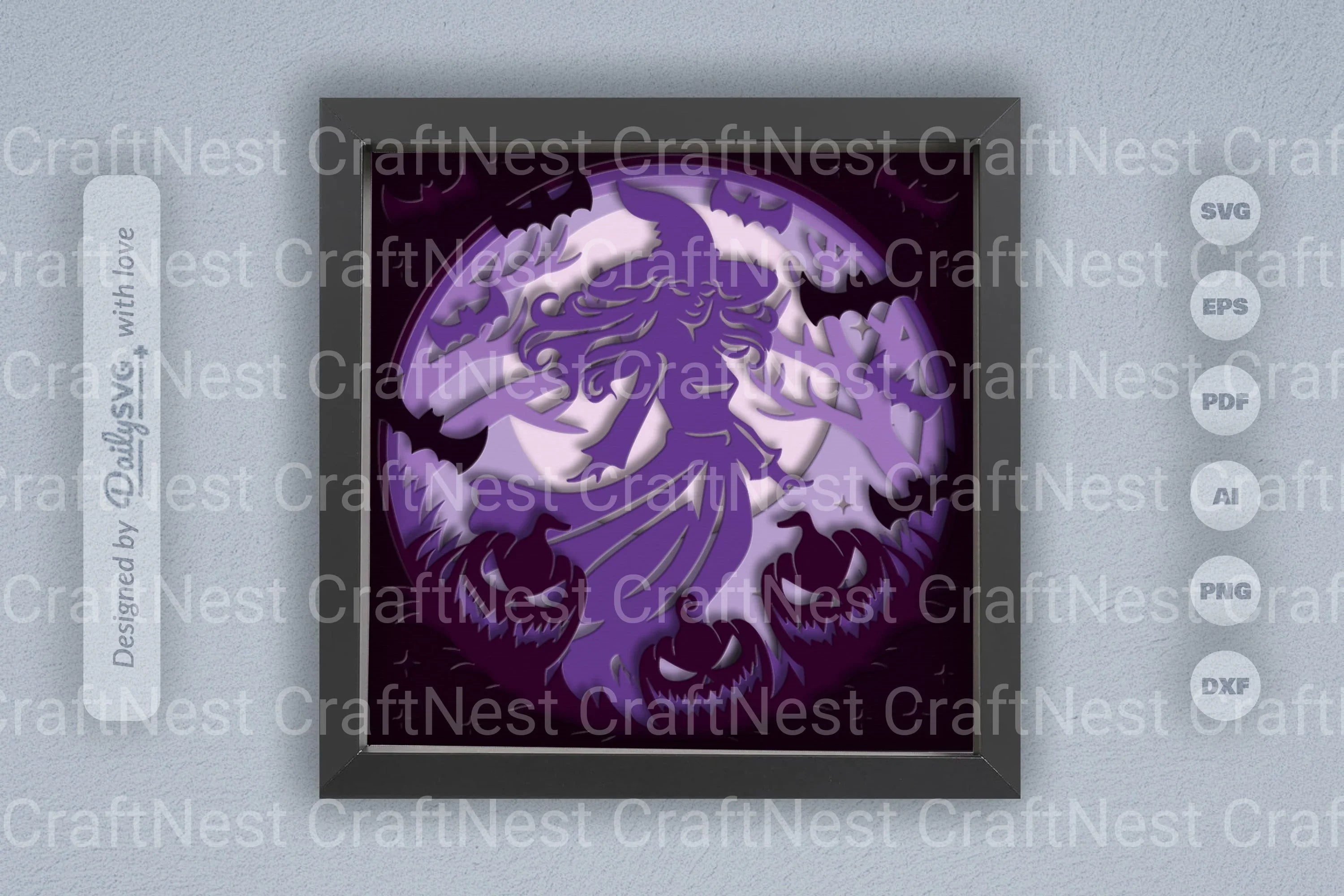 Witch in Halloween Night Papercut SVG Bundle