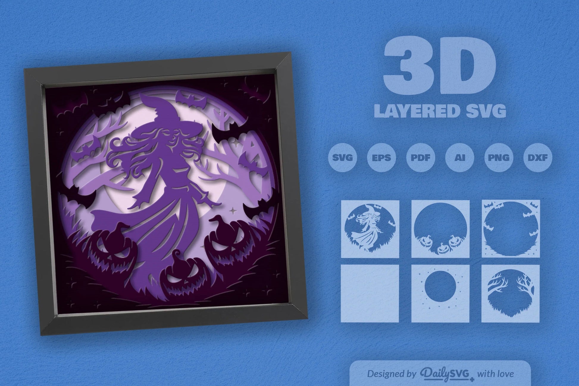 Witch in Halloween Night Papercut SVG Bundle - CraftNest - Digital Crafting and Art