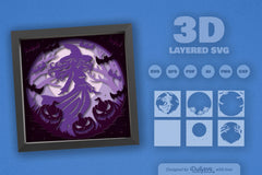 Witch in Halloween Night Papercut SVG Bundle - CraftNest - Digital Crafting and Art
