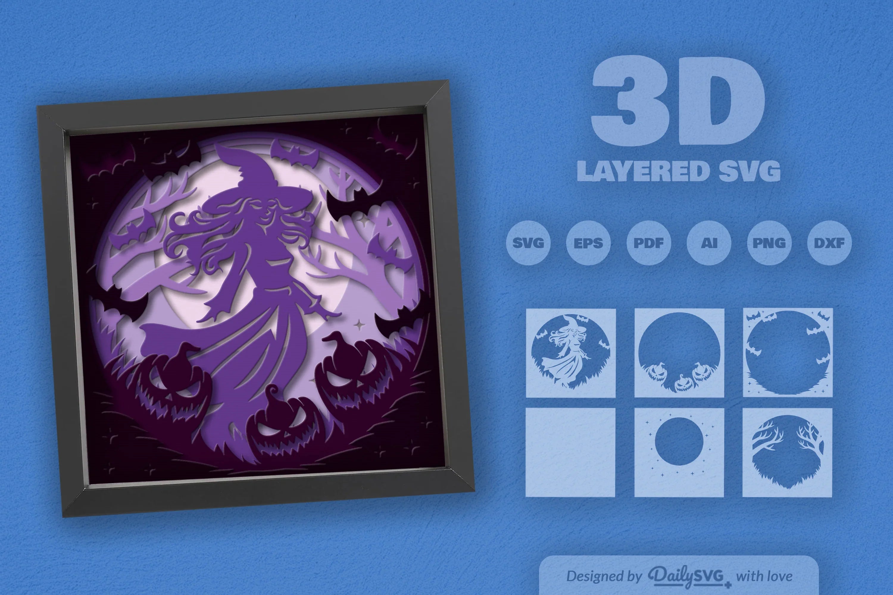 Witch in Halloween Night Papercut SVG Bundle - CraftNest - Digital Crafting and Art