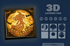Witch in Halloween Night Papercut SVG Bundle - CraftNest - Digital Crafting and Art