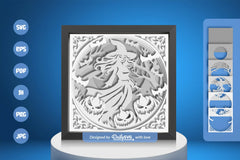 Witch in Halloween Night Scene White Papercut SVG Bundle - CraftNest - Digital Crafting and Art