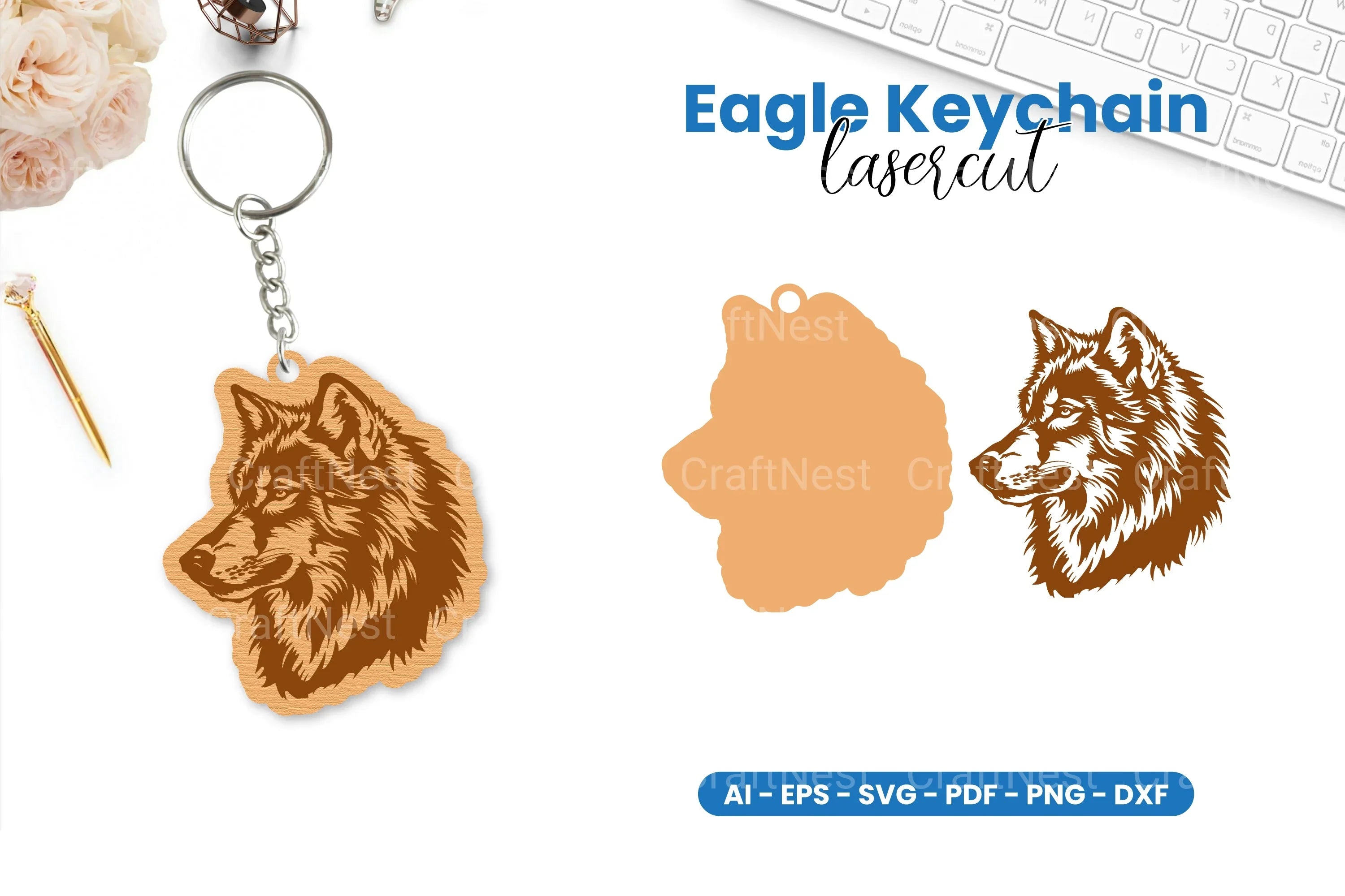 Wolf Keychain Lasercut SVG Bundle - CraftNest - Digital Crafting and Art