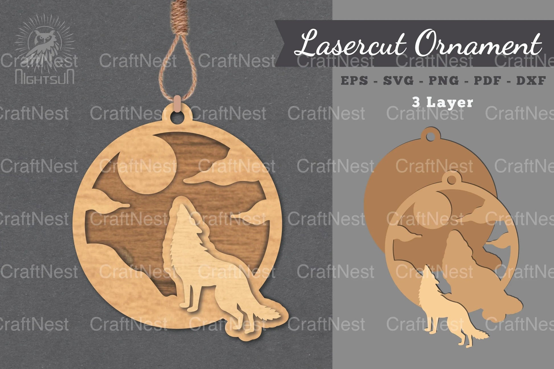 Wolf Laser Cut Ornament SVG Bundle - CraftNest - Digital Crafting and Art