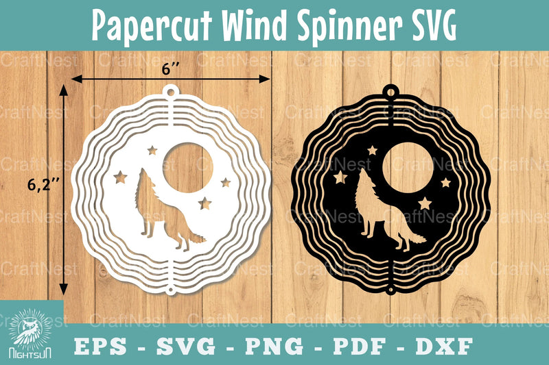 Wolf Papercut Wind Spinner SVG Bundle - CraftNest - Digital Crafting and Art