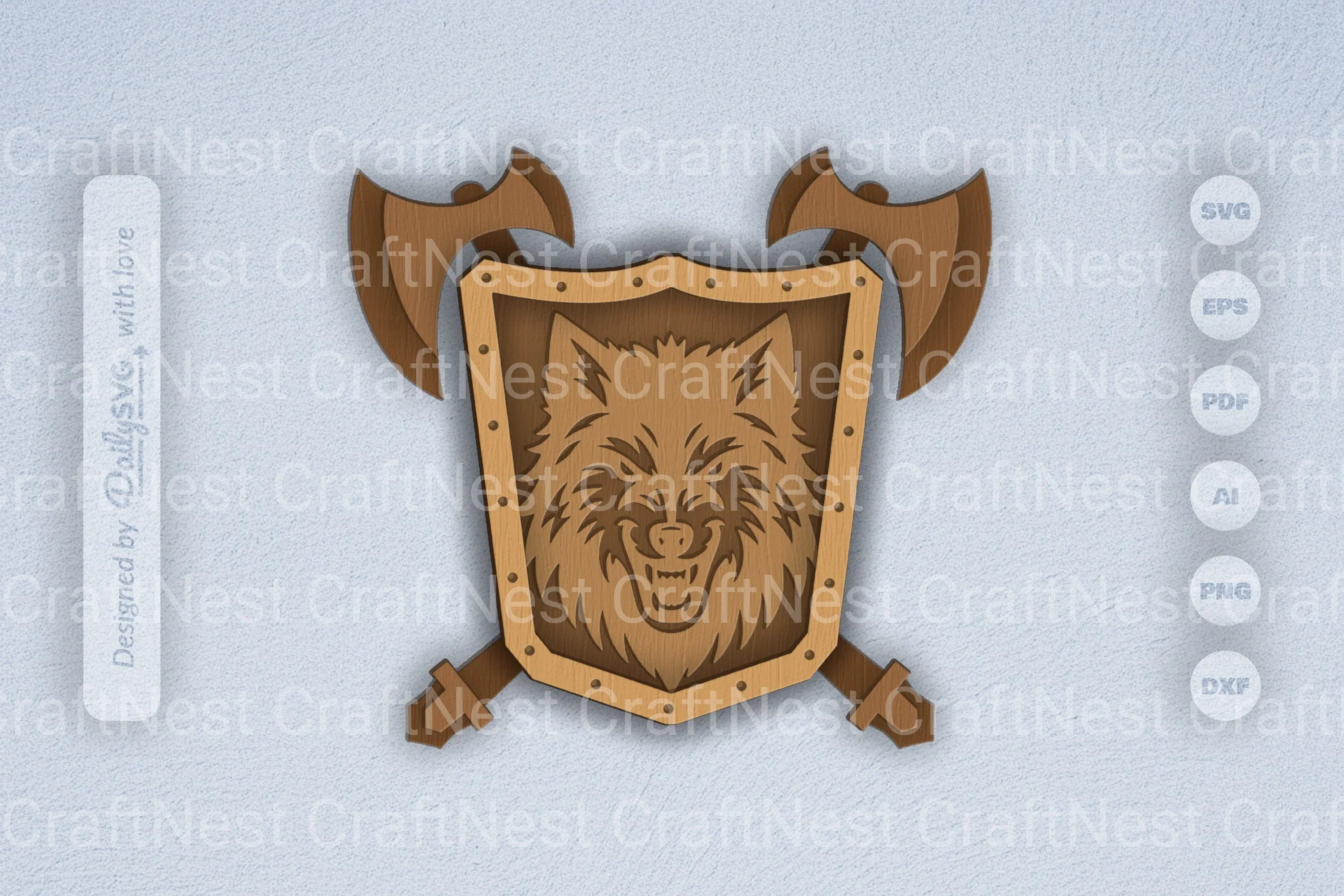 Wolf Shield Laser Cut SVG Bundle