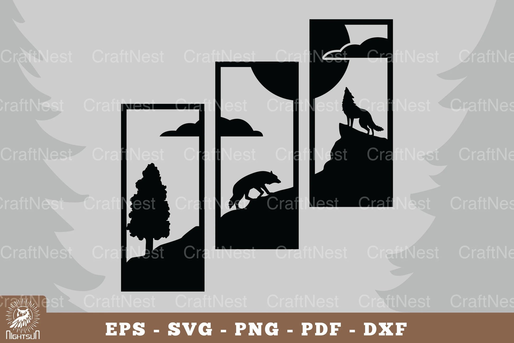 Wolf in Forest Home Decor Clipart Bundle - CraftNest - Digital Crafting and Art