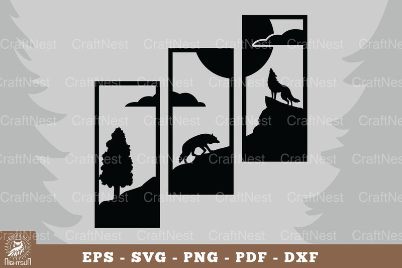 Wolf in Forest Home Decor Clipart Bundle - CraftNest - Digital Crafting and Art