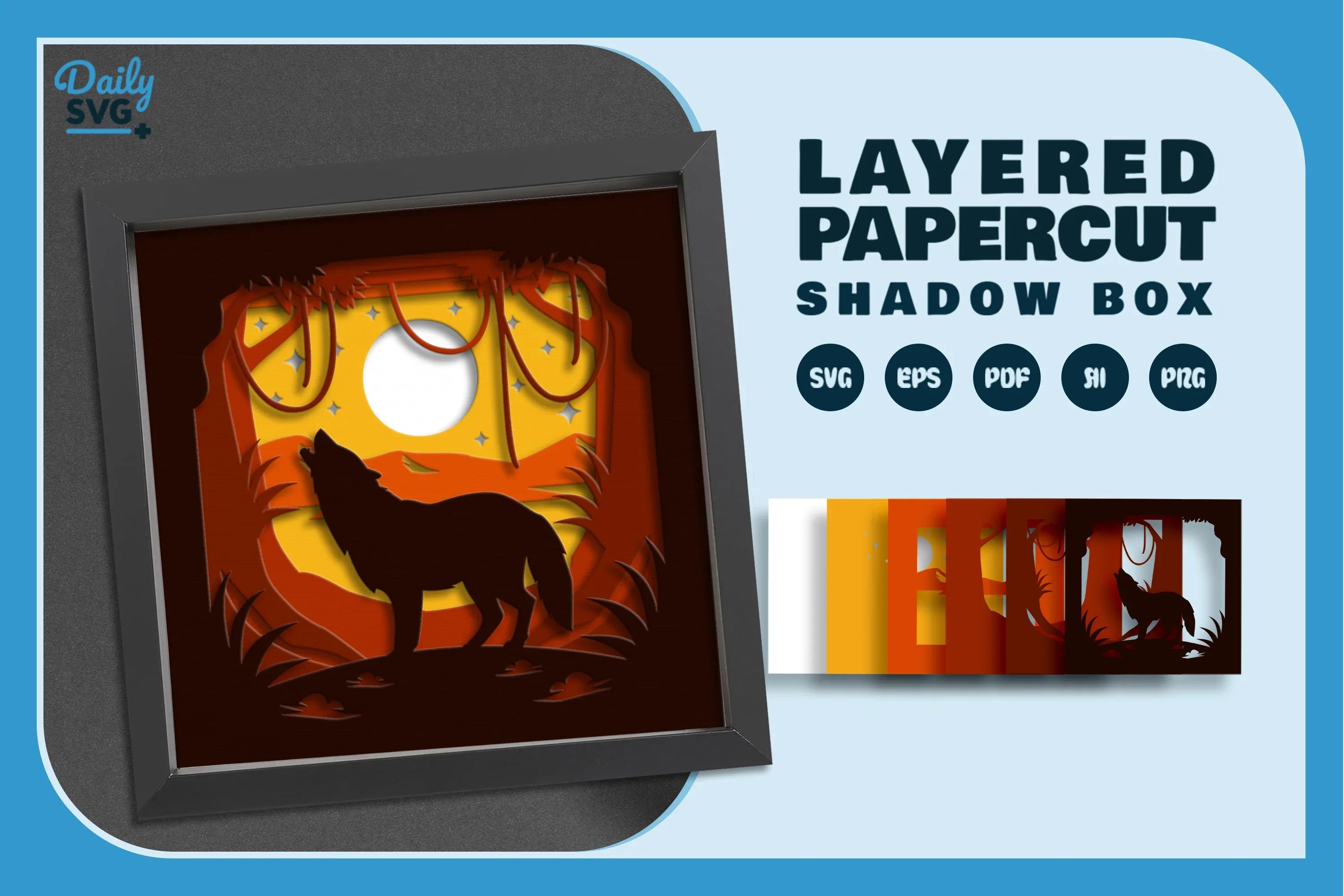 Night Forest Wolf Papercut SVG Bundle - CraftNest - Digital Crafting and Art