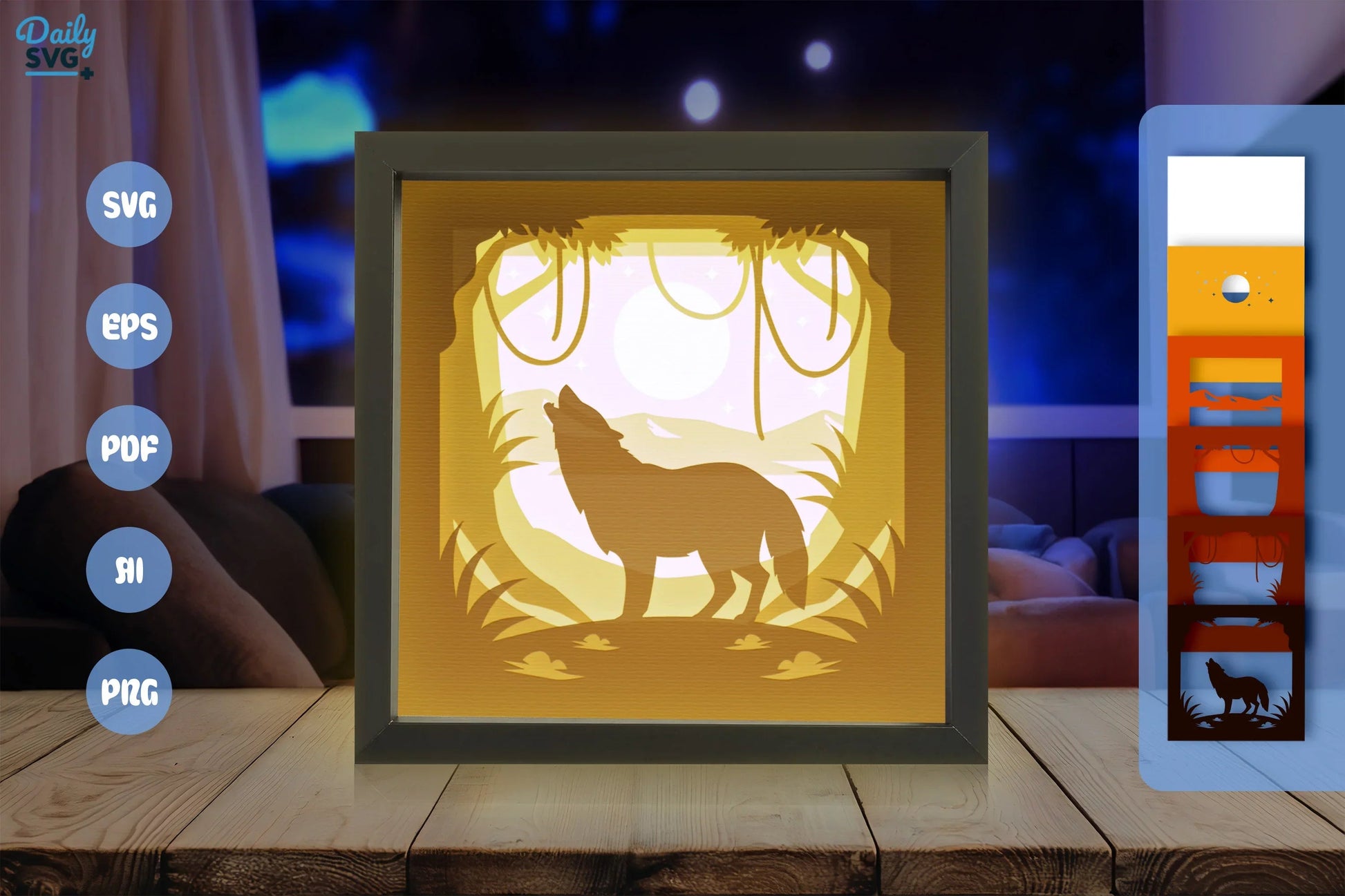 Night Forest Wolf Papercut SVG Bundle - CraftNest - Digital Crafting and Art