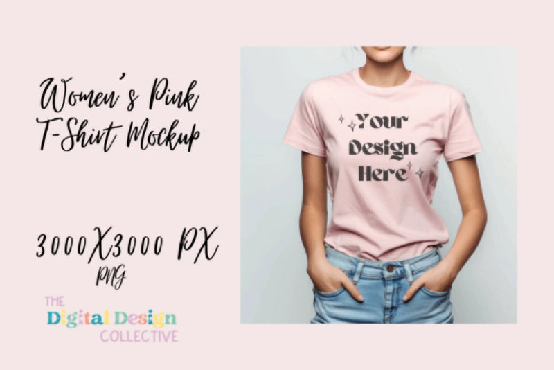 Pink Bella Canvas 3001 T-Shirt Mockup - CraftNest - Digital Crafting and Art