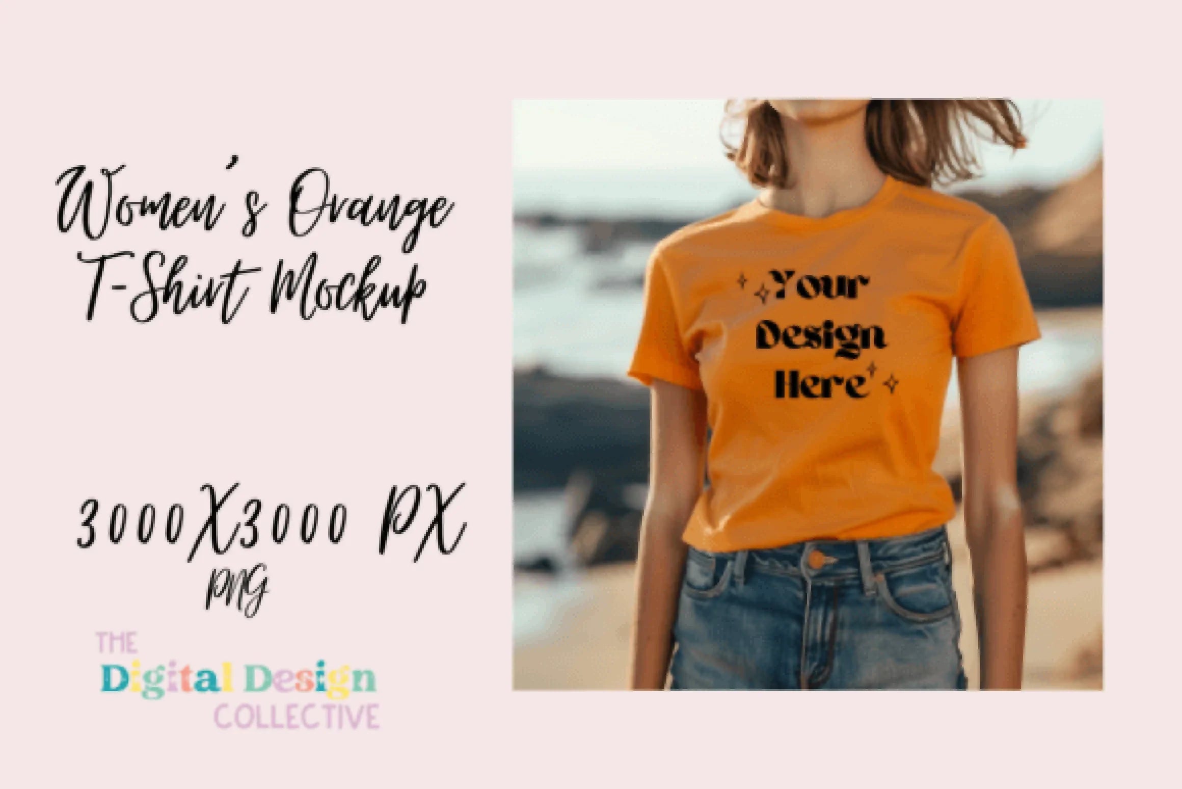 Women's Orange T-shirt Mockup - CraftNest - Digital Crafting and Art