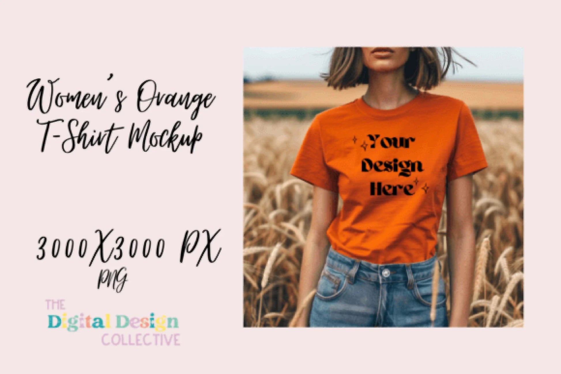 Women's Orange T-shirt Mockup - CraftNest - Digital Crafting and Art