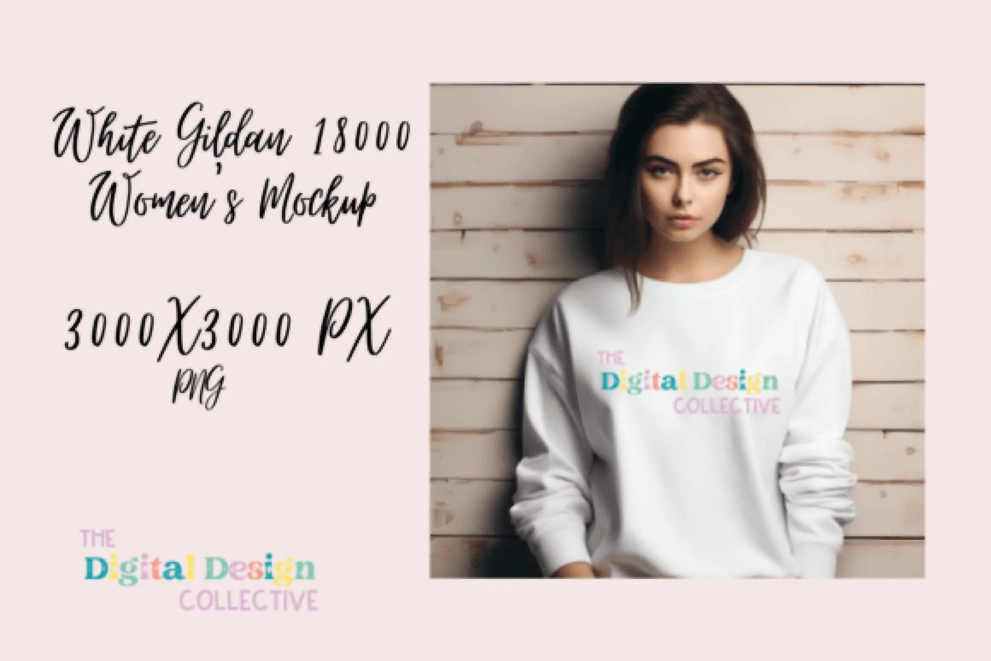 Women's White Gildan Sweater Mockup - CraftNest - Digital Crafting and Art