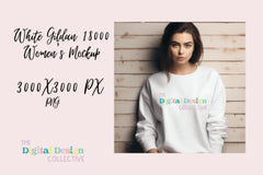 Women's White Gildan Sweater Mockup - CraftNest - Digital Crafting and Art