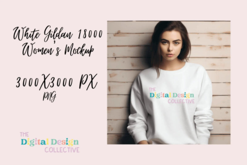 Women's White Gildan Sweater Mockup - CraftNest - Digital Crafting and Art