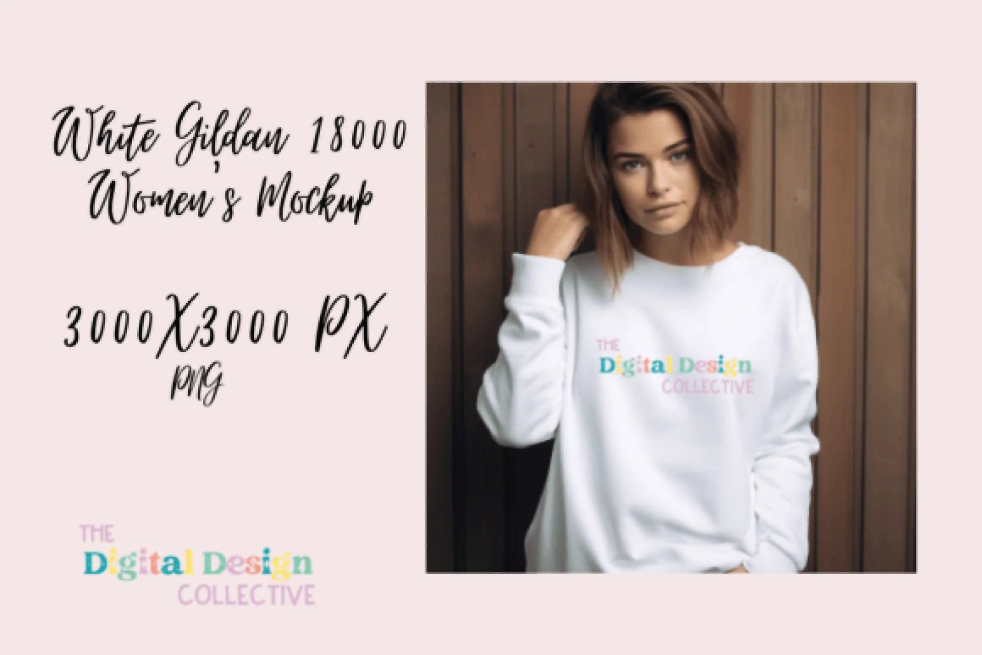 Women's White Gildan Sweater Mockup - CraftNest - Digital Crafting and Art