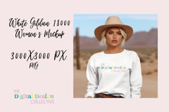 Women's White Gildan Sweater Mockup - CraftNest - Digital Crafting and Art