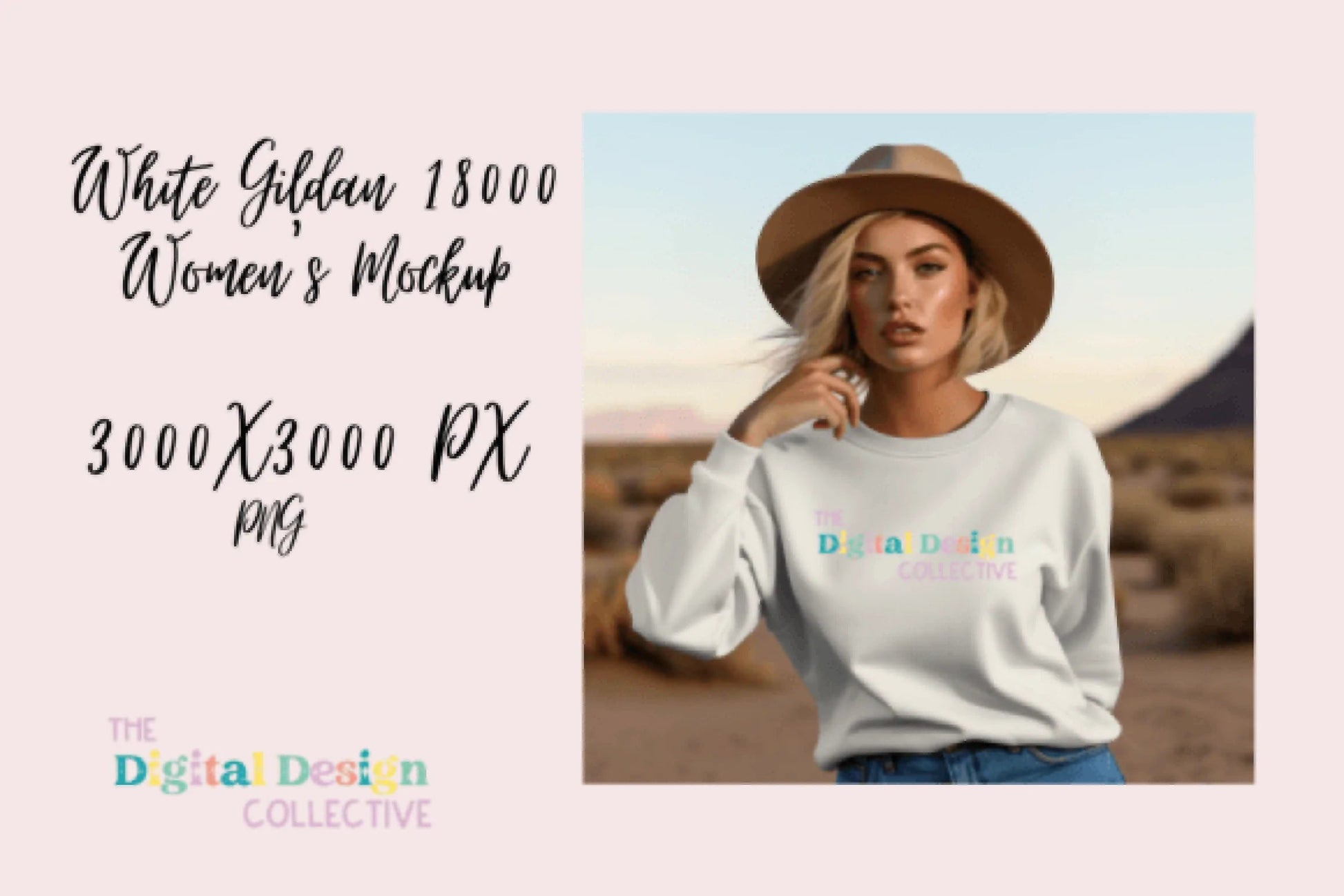 Women's White Gildan Sweater Mockup - CraftNest - Digital Crafting and Art