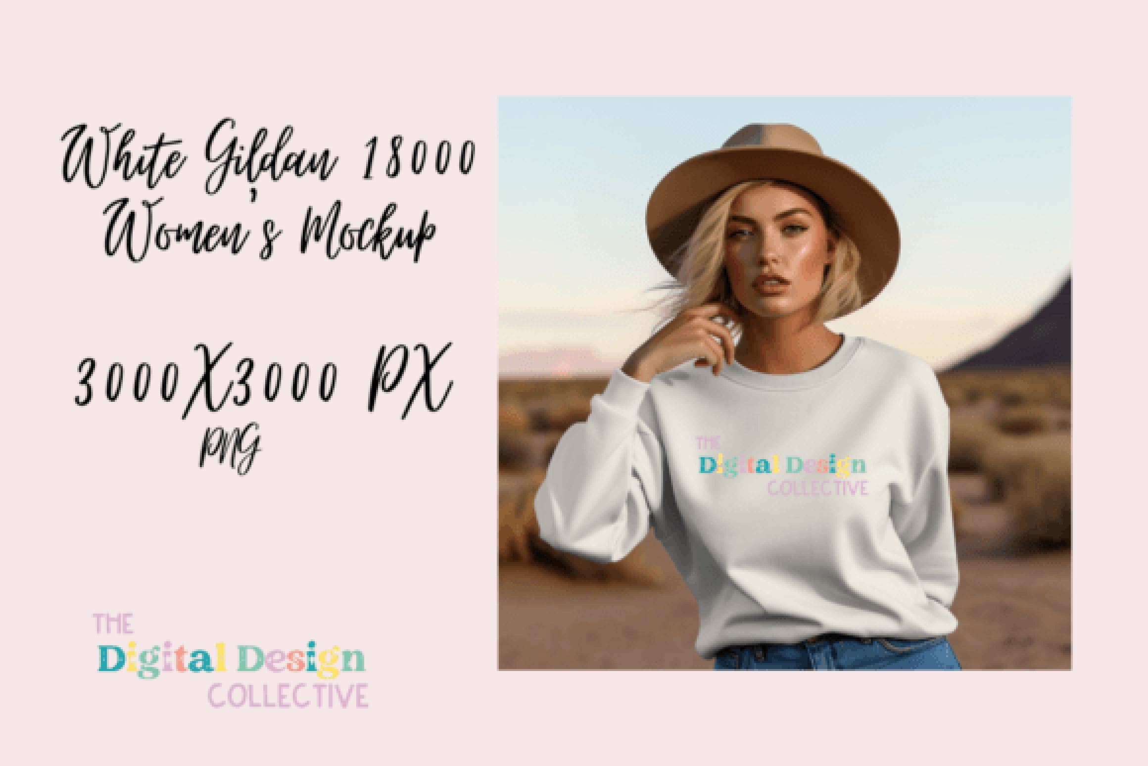 Women's White Gildan Sweater Mockup