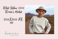 Women's White Gildan Sweater Mockup - CraftNest - Digital Crafting and Art