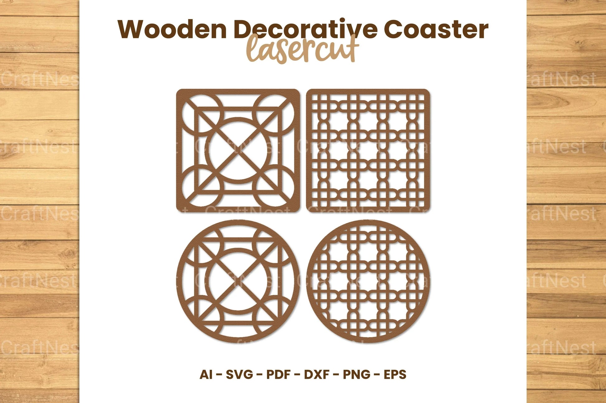 Wooden Decorative Coaster Lasercut Clipart Bundle - CraftNest - Digital Crafting and Art