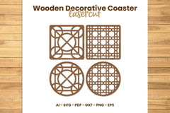 Wooden Decorative Coaster Lasercut Clipart Bundle - CraftNest - Digital Crafting and Art