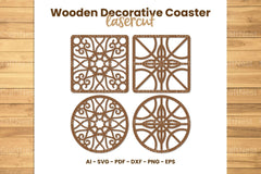 Wooden Decorative Coaster Lasercut SVG Bundle - CraftNest - Digital Crafting and Art