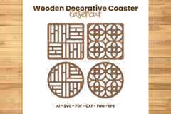 Wooden Decorative Coaster Lasercut SVG Bundle - CraftNest - Digital Crafting and Art