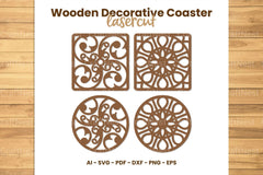 Wooden Decorative Coaster Lasercut SVG Bundle - CraftNest - Digital Crafting and Art