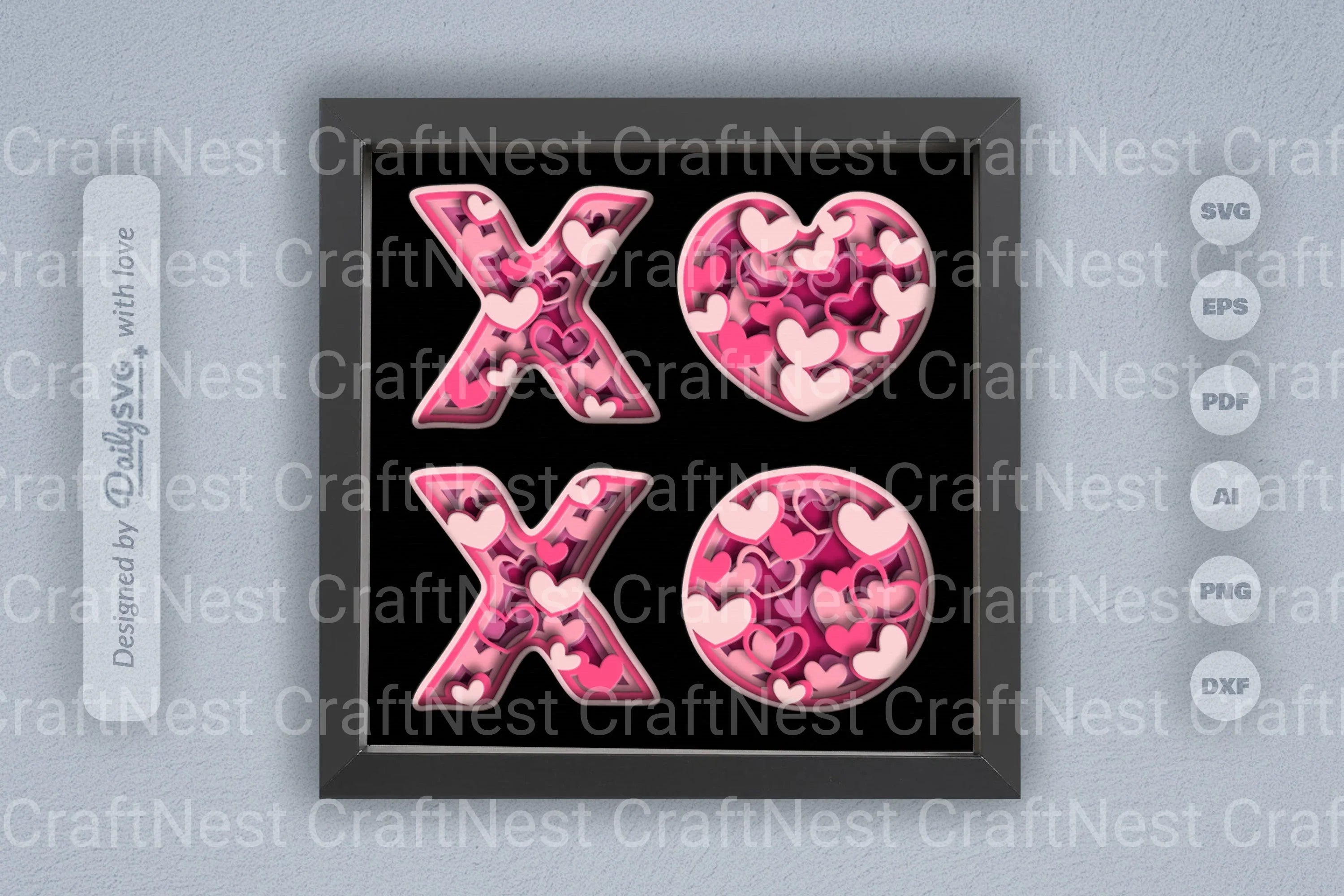 Xoxo Valentine Heart Papercut SVG Bundle