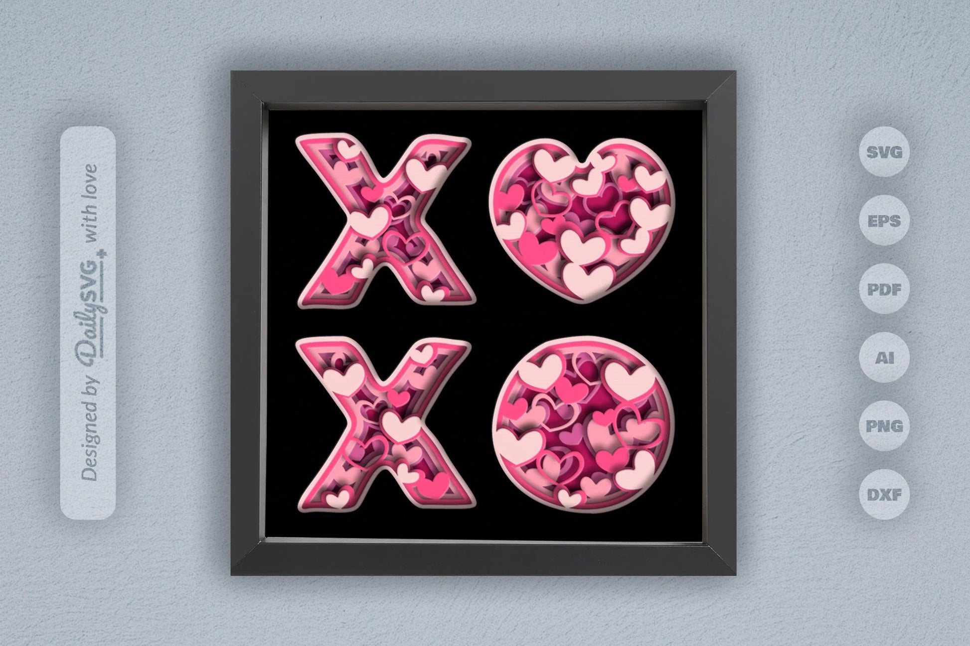 Xoxo Valentine Heart Papercut SVG Bundle - CraftNest - Digital Crafting and Art
