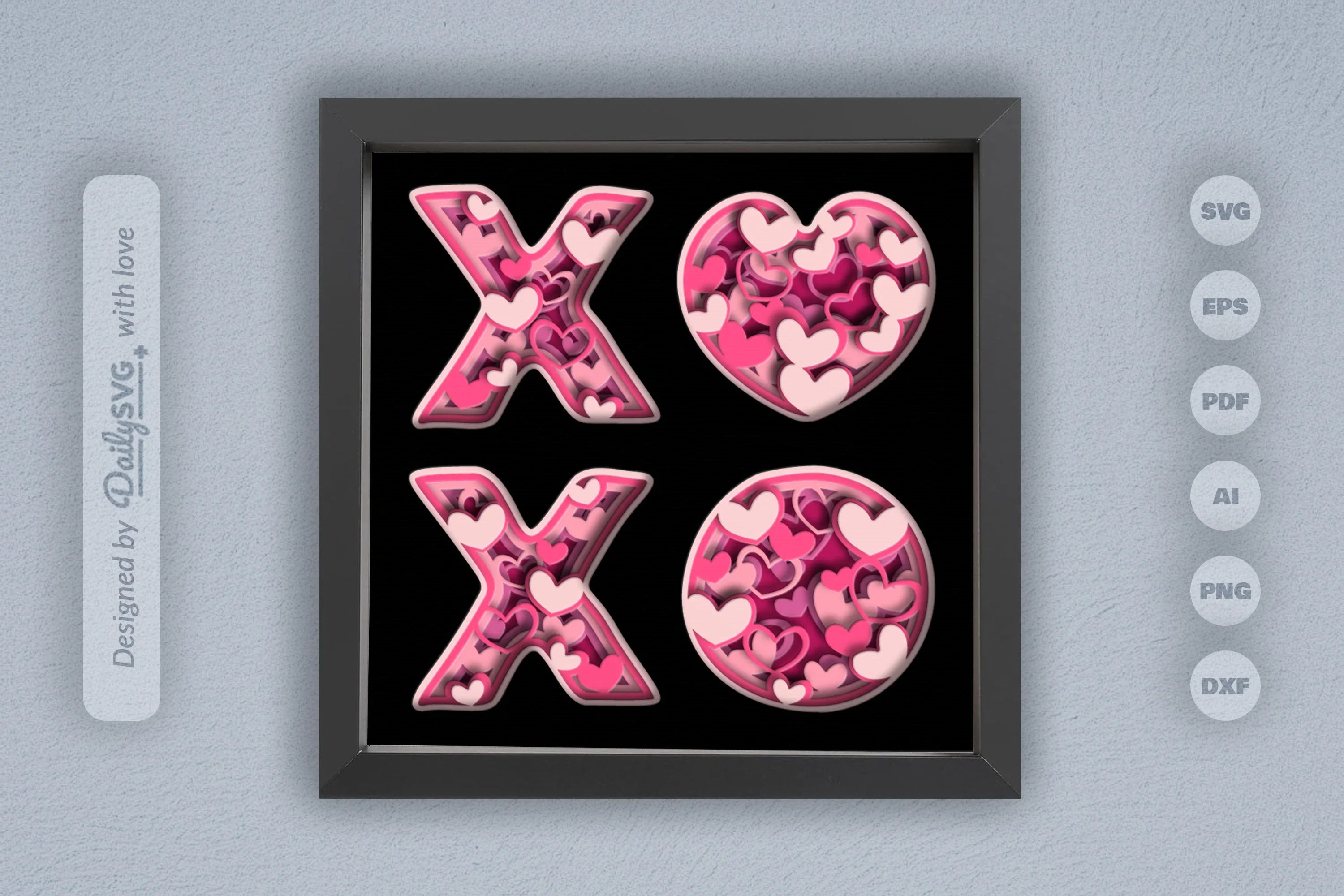 Xoxo Valentine Heart Papercut SVG Bundle - CraftNest - Digital Crafting and Art