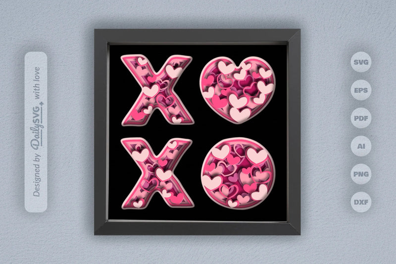 Xoxo Valentine Heart Papercut SVG Bundle - CraftNest - Digital Crafting and Art