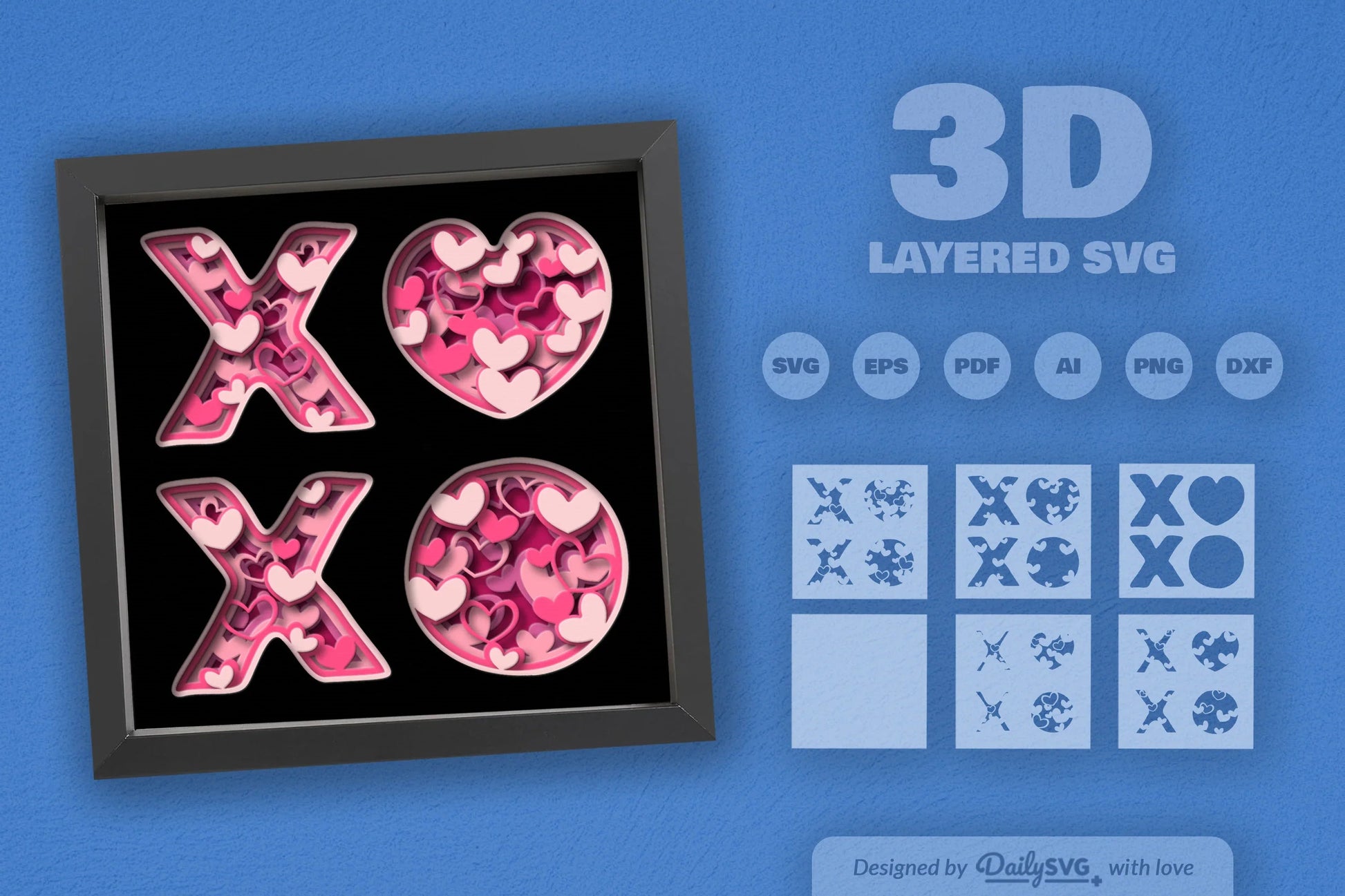 Xoxo Valentine Heart Papercut SVG Bundle - CraftNest - Digital Crafting and Art