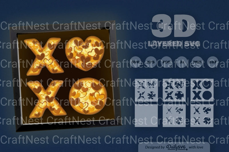 Xoxo Valentine Heart Papercut SVG Bundle - CraftNest - Digital Crafting and Art
