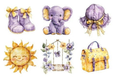Yellow Light Lilac Baby Nursery Clipart Bundle - CraftNest - Digital Crafting and Art