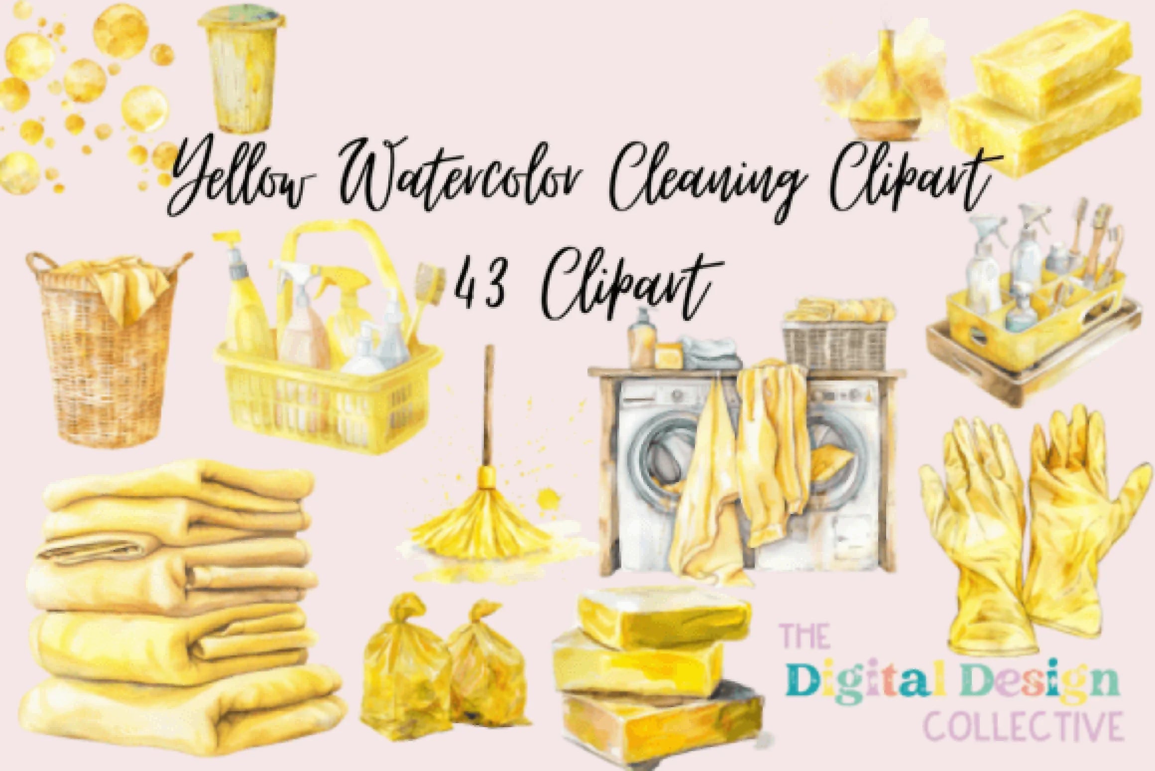 Yellow Cleaning Clipart Bundle - CraftNest - Digital Crafting and Art