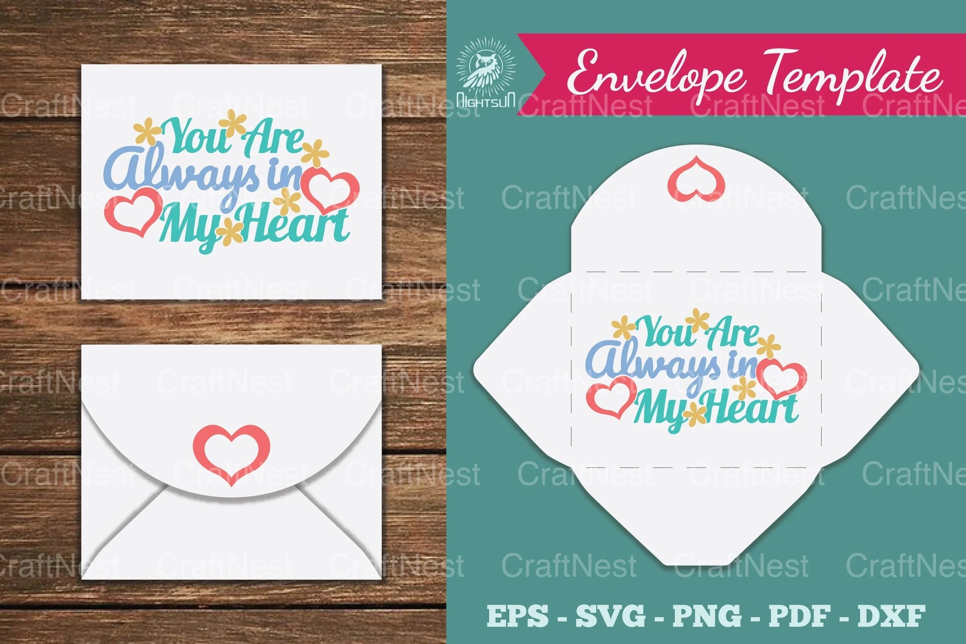 You Are Always in My Heart Envelope Template Clipart Bundle - CraftNest - Digital Crafting and Art