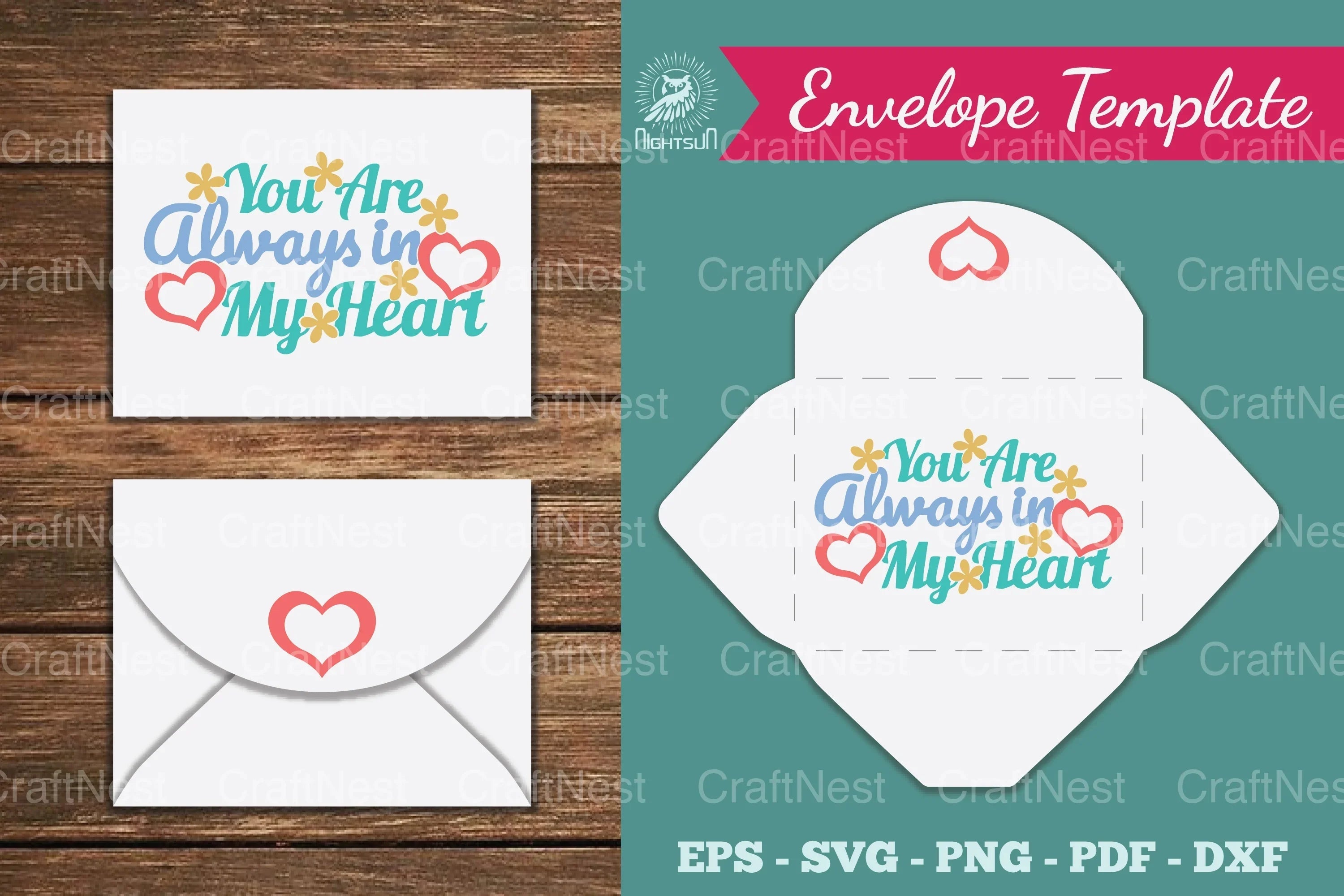 You Are Always in My Heart Envelope Template Clipart Bundle - CraftNest - Digital Crafting and Art