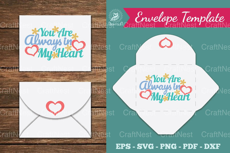 You Are Always in My Heart Envelope Template Clipart Bundle - CraftNest - Digital Crafting and Art