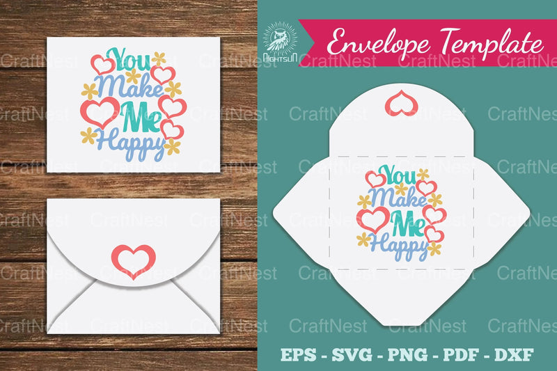 You Make Me Happy Envelope Template Clipart Bundle - CraftNest - Digital Crafting and Art