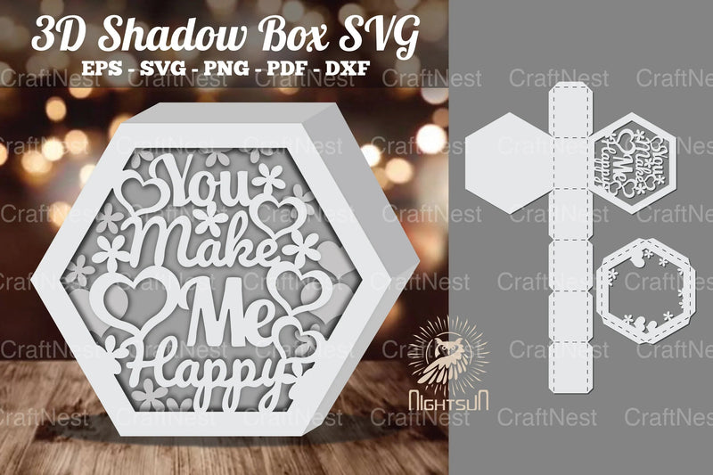 You Make Me Happy Hexagon Shadow Box Clipart Bundle - CraftNest - Digital Crafting and Art