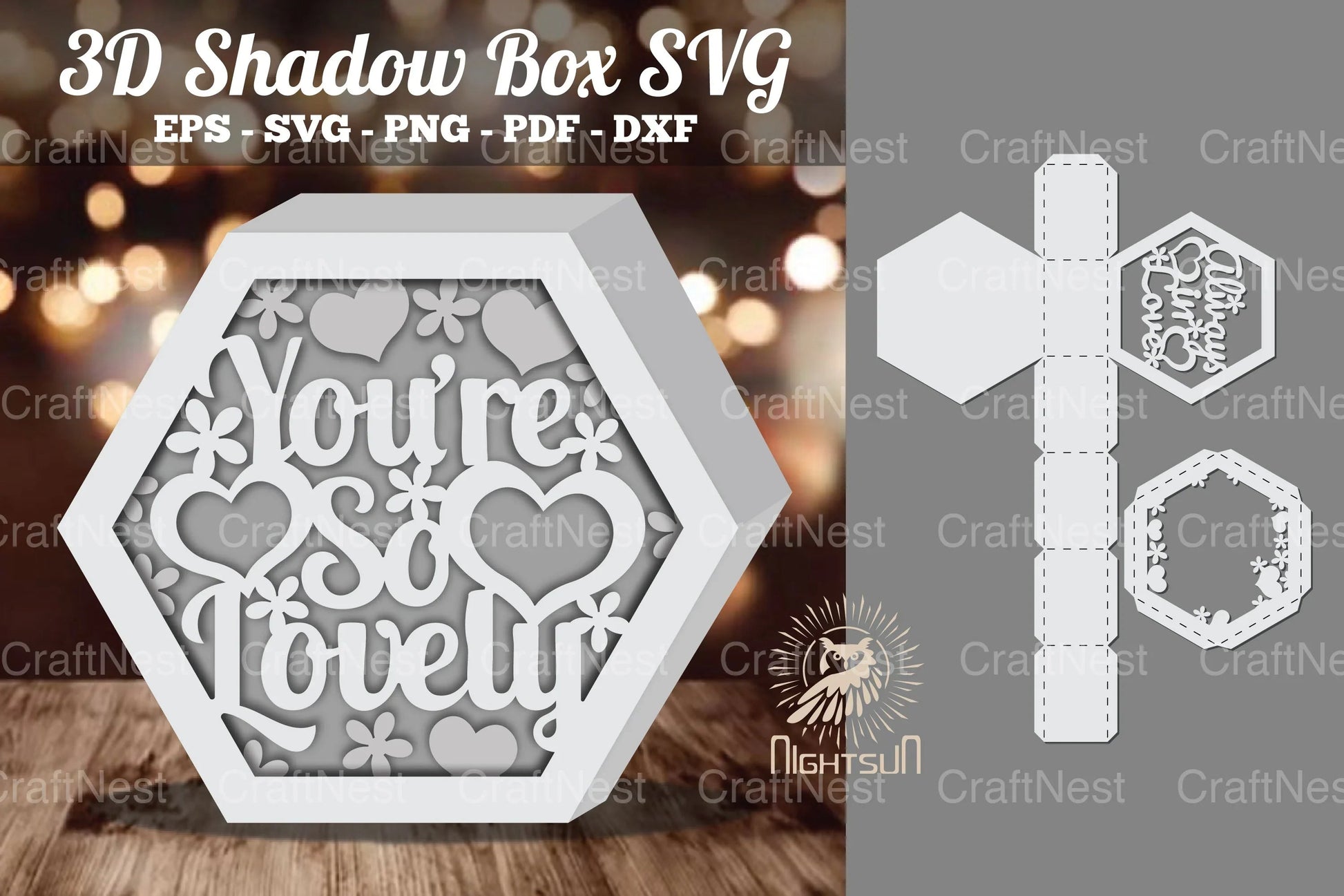 You're So Lovely Hexagon Shadow Box Clipart Bundle - CraftNest - Digital Crafting and Art